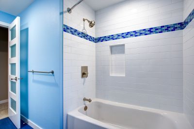 Elegant Shower Niche with Decorative Tile